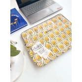 Sustainable Handmade Cotton Laptop Sleeve/Laptop Cover by Ekatra - Yellow motif