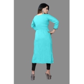 haya fashion - Turquoise Rayon Women's Straight Kurti ( Pack of 1 ) - None