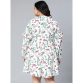 Oxolloxo White Plus Size Floral Satin A-Line Dress