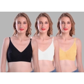 Madam - Multicolor Cotton Blend Non Padded Womens Everyday Bra ( Pack of 3 ) - None