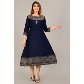 SIPET - Blue Rayon Womens Flared Kurti with Dupatta ( Pack of 1 ) - None