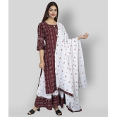 Lee Moda - Maroon Straight Rayon Women's Stitched Salwar Suit ( Pack of 1 ) - XXL