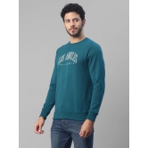 UrbanMark Men Regular Fit Printed Full Sleeves Round Neck Fleece Sweatshirt-Teal Blue - None