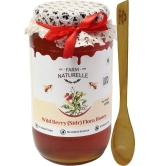 Farm Naturelle-Wild Berry (sidr) Flora Honey Honey|1450gm and a Wooden Spoon| 100% Pure & Organic Honey, Raw Natural Un-Processed - Un-Heated Honey | Lab Tested Honey in Glass Bottle.