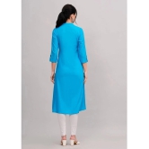 MAUKA Rayon Embellished Front Slit Womens Kurti - Blue ( Pack of 1 ) - None