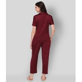 Smarty Pants - Maroon Silk Womens Nightwear Nightsuit Sets ( Pack of 1 ) - 2XL