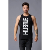 Husstle Printed Black Vest for Men 5XL