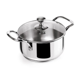 Milton Pro Cook Stainless Steel Casserole With Glsss Lid ( 2.3 litre) Silver - Silver