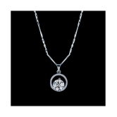 Silver Shine Silver Plated Chain with Solitaire Diamond in Circle Pendant for Women - Silver