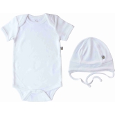 Baby Romper/Onesie White+Cap combo Set (100% Cotton)