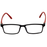 Hrinkar Trending Eyeglasses: Red and Black Rectangle Optical Spectacle Frame For Men & Women |HFRM-BK-RD-15