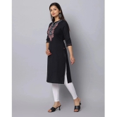 Alena Cotton Embroidered Straight Womens Kurti - Black ( Pack of 1 ) - None