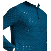 Blue Sequin Chikan Embroidery Kurta