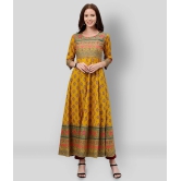 KIPEK - Yellow Cotton Womens Anarkali Kurti ( Pack of 1 ) - S