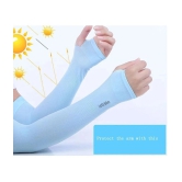 Auto Hub Blue Solid Riding Sleeves ( Single Set ) - Freesize