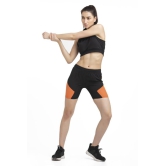 Color Block Women Black, Orange Sports Shorts