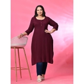 PrettyPlus by Desinoor.com Rayon Solid Straight Womens Kurti - Wine ( Pack of 1 ) - None