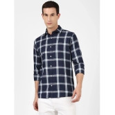 UrbanMark Mens 100% Cotton Full Sleeves Slim Fit Check Casual Shirt-Navy - None