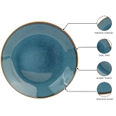 Handcrafted Reactive Glaze Ceramic Dinner Plates, 4 Pieces Serving for 4, Microwave and Dishwasher Safe, Bone-ash Free, Full Plate Set Crockery for Dining and Gifting, Greenish Blue