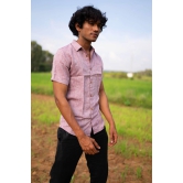 Men Maroon Hemp Casual Half Sleeve Shirt