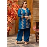 PrettyPlus by Desinoor.com Teal Printed Pant Top Set - None