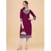 Vrunda Fashion - Wine Rayon Womens Straight Kurti ( Pack of 1 ) - None