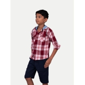 Radprix Boys Beige & Red Check Hooded Yarndye Shirt: A Fashionable Statement for Young Trendsetters. This Shirt Features a Classic Beige and Red Check Pattern, Perfect for Adding a Pop of Co