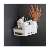 HINGOL Diamond Shape Plastic Bathroom Corner Shelf Organizer Stand Wall Mounted Bathroom Accessories with Hooks Plastic Wall Shelf