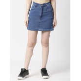 CEFALU - Blue Denim Women''s Straight Skirt ( Pack of 1 ) - None