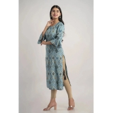 MAUKA - Turquoise Rayon Womens Straight Kurti ( Pack of 1 ) - None