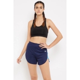 Clovia Blue Polyester Solid Shorts - Single - XL