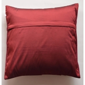 Designer Pleated Pattern Velvet & Cotton Printed Cushion Cover - Maroon, 16x16 Size