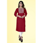 haya fashion - Maroon Rayon Women's Straight Kurti ( Pack of 1 ) - None