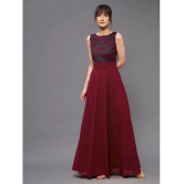 Miss Chase Georgette Self Design Full Length Womens Gown - Maroon ( Pack of 1 ) - None