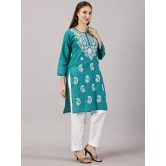 COTTON KURTA-46 / RAMA GREEN / STRAIGHT KURTI