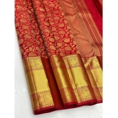 Om Shantam Sarees Art Silk Woven Saree With Blouse Piece - Red ( Pack of 1 ) - Red