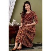 KASHVI Creation Women's Cotton Floral Printed Maternity Feeding Kurti -Maroon