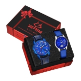 Septem Blue Leather Analog Couples Watch