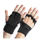 ZAYSOO Exercise Fitness Unisex Polyester Gym Gloves For Beginners Fitness Training and Workout With Half-Finger Length - M