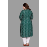 miravan Rayon Printed Straight Womens Kurti - Green ( Pack of 1 ) - None