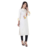 Kbz White Rayon Straight Kurti - XXL