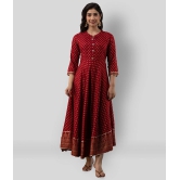 Lee Moda - Maroon Rayon Womens Flared Kurti ( Pack of 1 ) - XXL