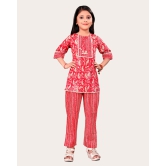 Girls Casual Kurta and Trouser Set-Red / 10 - 11 Years