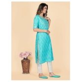 Vbuyz - Blue Cotton Blend Womens Straight Kurti ( Pack of 1 ) - L