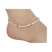 AanyaCentric White Metal Premium Alloy Artificial Payals Antique Stylish Latest Design Traditional Anklets in Silver Plating for Woman and Girl (Set of 4 Pairs) - Silver