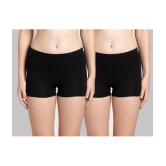 Tkeshto - Black Cotton Lycra Solid Women's Boy Shorts ( Pack of 2 ) - None