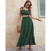 Selvia Green Printed Skirt Top Set - None