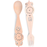  Handcrafted Wooden Spoon and Fork Set with Intricate Carvings