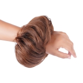 RefynHair Bun Scrunchie | High Density Human Hair Bun Extension | Light Brown