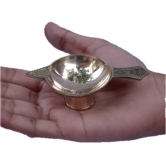 Mii Art Brass Single Traditonal Arti Diya Oil Lamp Pooja Deepak with Handle for Pooja Pital Ka Diya(Size-9cm)pack of 1 pcs